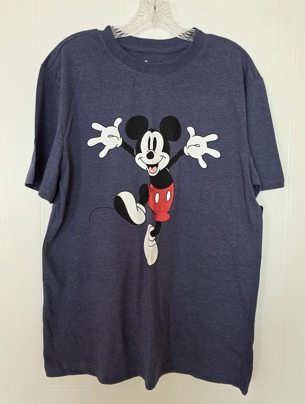 Disney Mickey Mouse Short Sleeve Crew Neck Tee Shirt, Blue, Medium